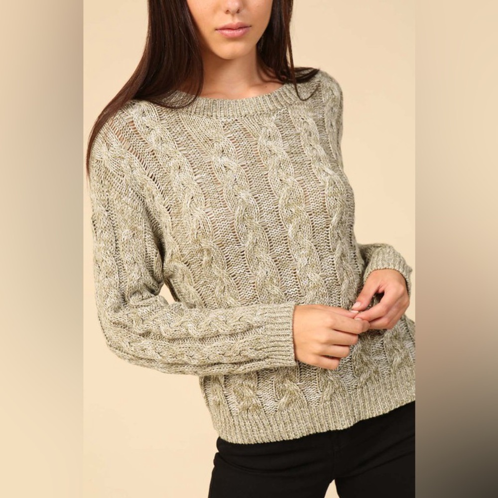 Long Sleeve Olive Colored Knit Sweater